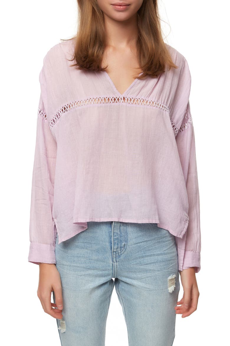 Seaside Lace Trim Cotton Top, Main, color, ORCHID