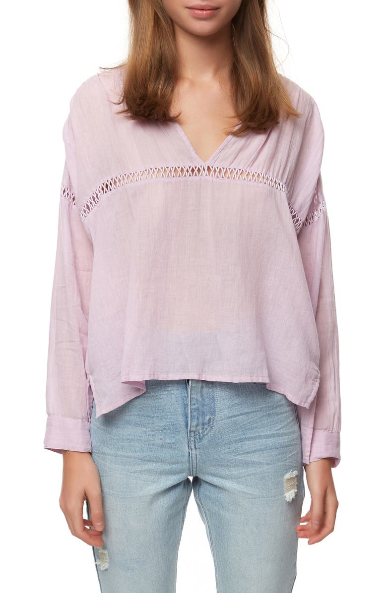 O'Neill Seaside Lace Trim Cotton Top, Main, color, 