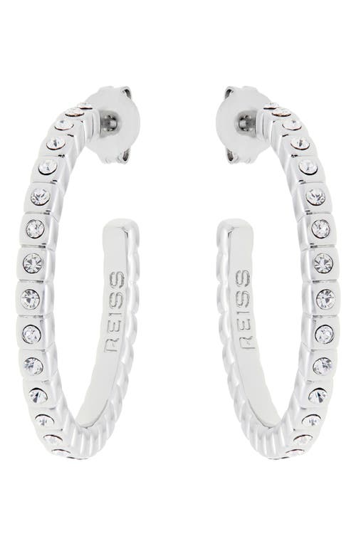 Reiss Sade Crystal Hoop Earrings In Silver Tone/clear Crystal
