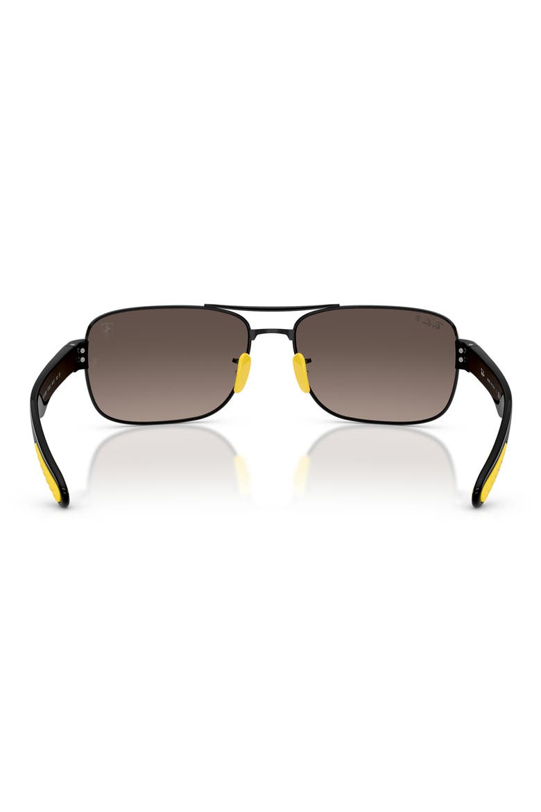 x Scuderia Ferrari 64mm Oversize Polarized Square Sunglasses, Alternate, color, BLACK / GREY