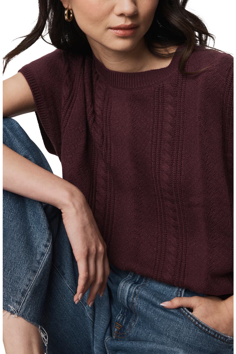 Raelynn Short Sleeve Pointelle Sweater, Alternate, color, DARK PLUM PURPLE