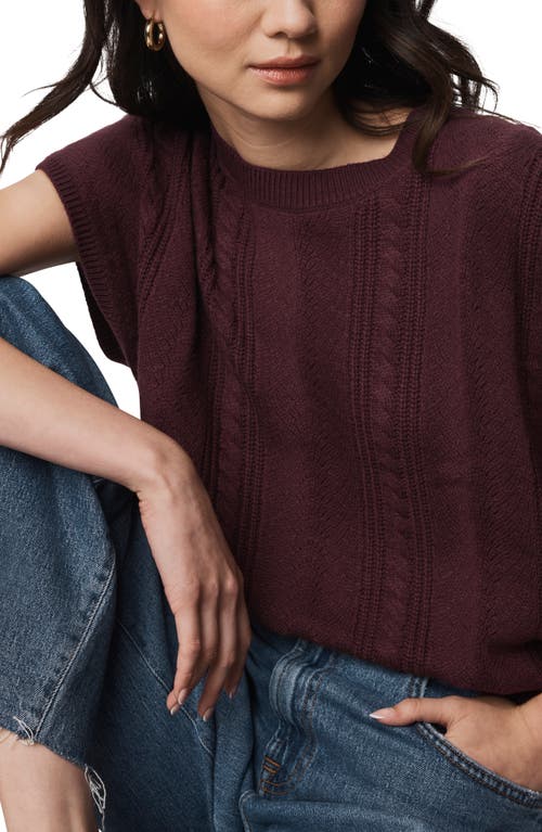 Splendid Raelynn Short Sleeve Pointelle Sweater In Burgundy