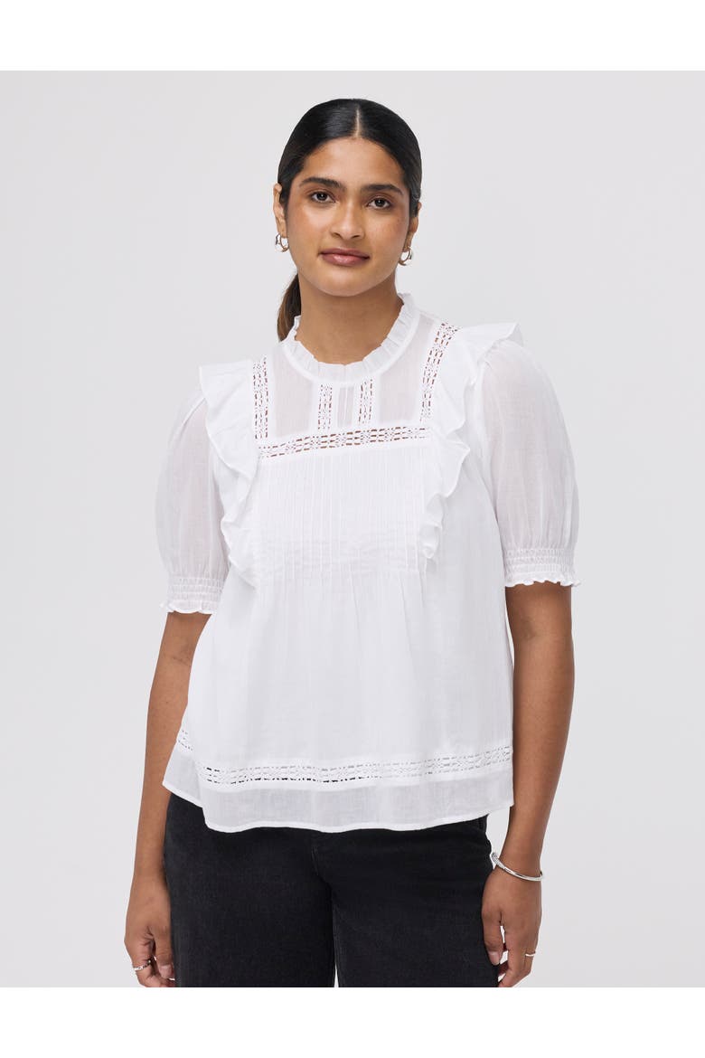 Jolin Puff Sleeve Cotton Top, Main, color, White