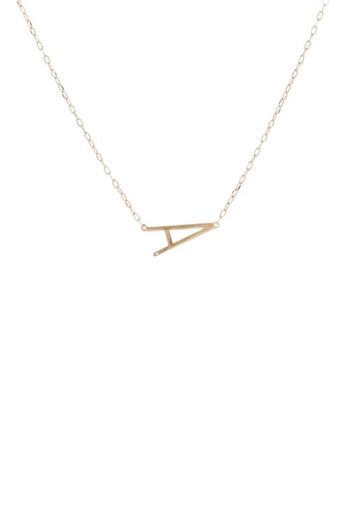 Gold Elongated Initial Pendant Necklace