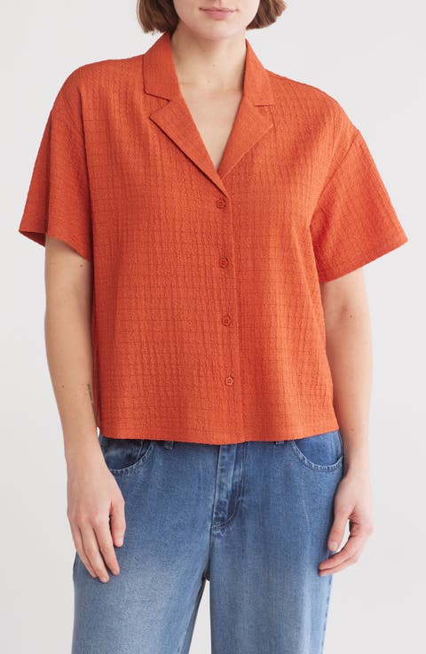 Short Sleeve Knit Button-Up Shirt