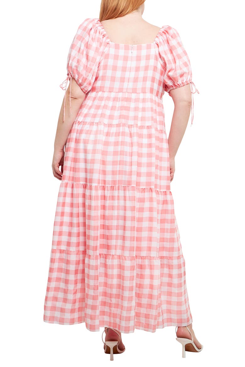 Knotted Gingham Maxi Dress, Alternate, color, PINK