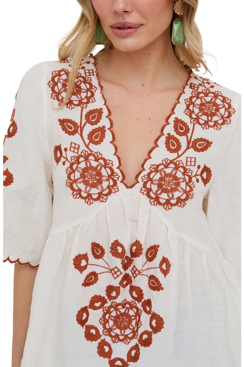 Aubrey V-Neck Embroidered Blouse, Alternate, color, Cream