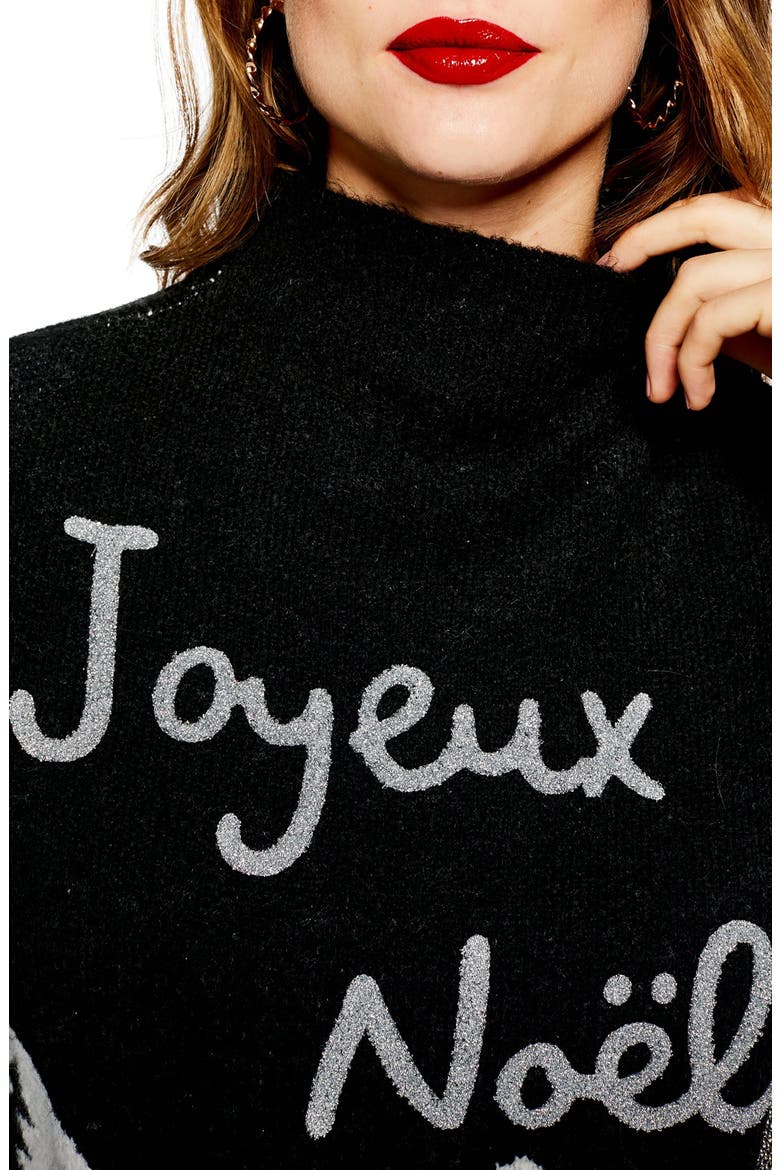 Joyeux Noël Christmas Sweater, Alternate, color, BLACK MULTI