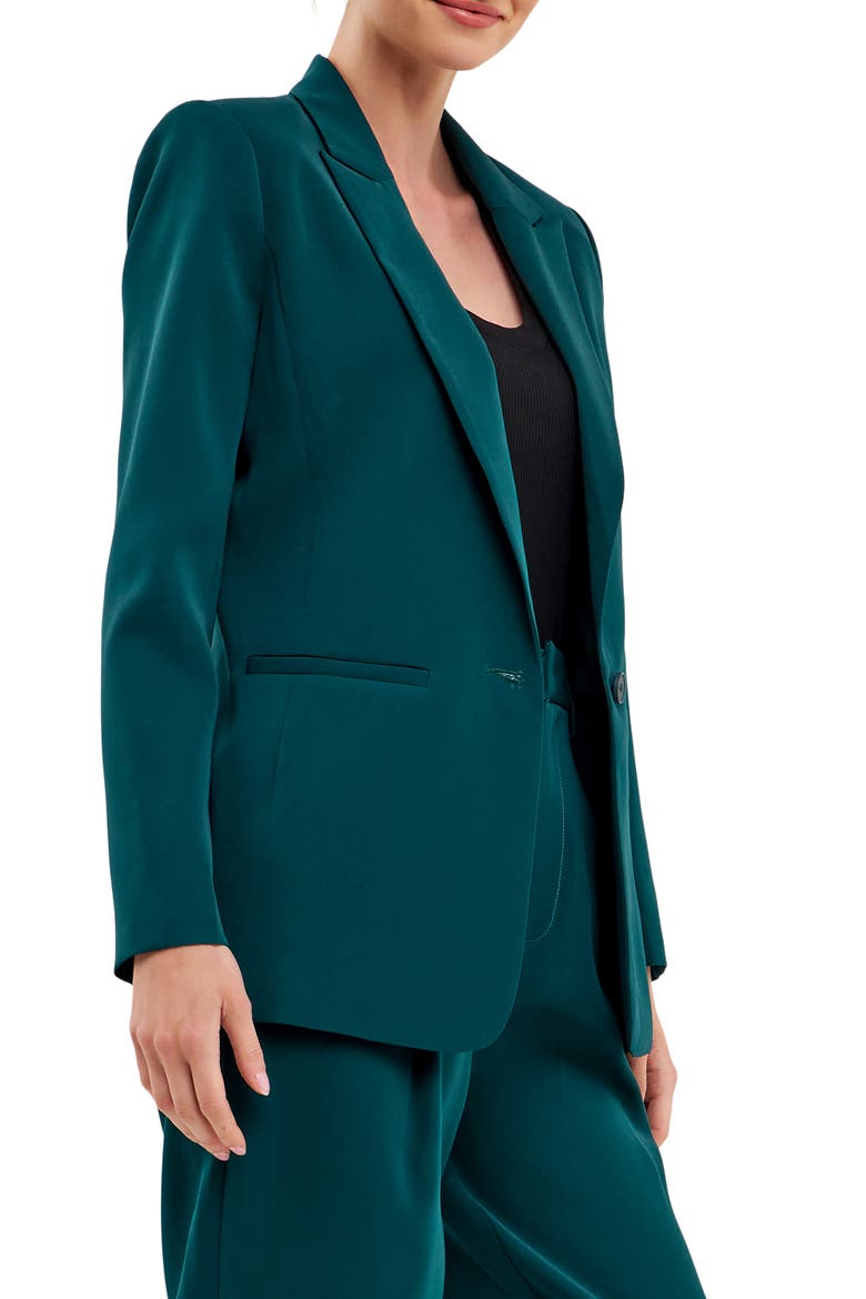 Tailored Single Button Blazer, Alternate, color, EMERALD