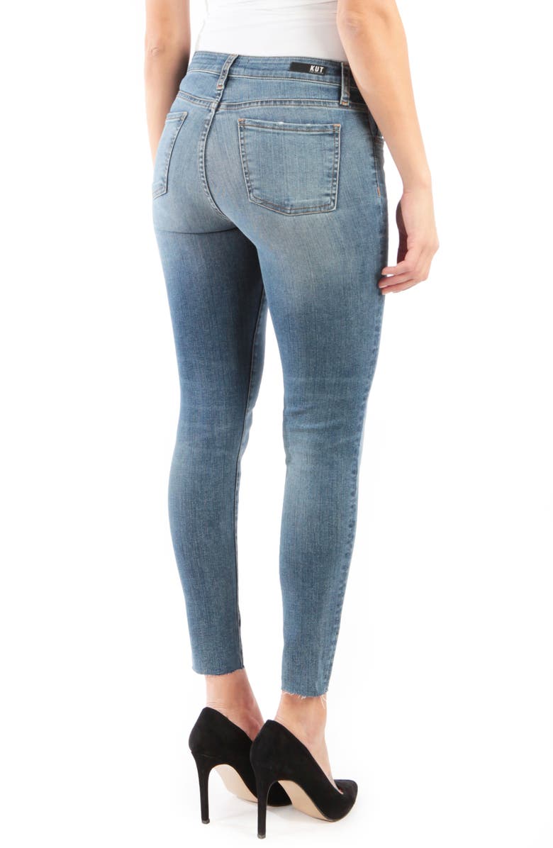 KUT from the Kloth Donna High Waist Raw Hem Skinny Jeans, Alternate, color,