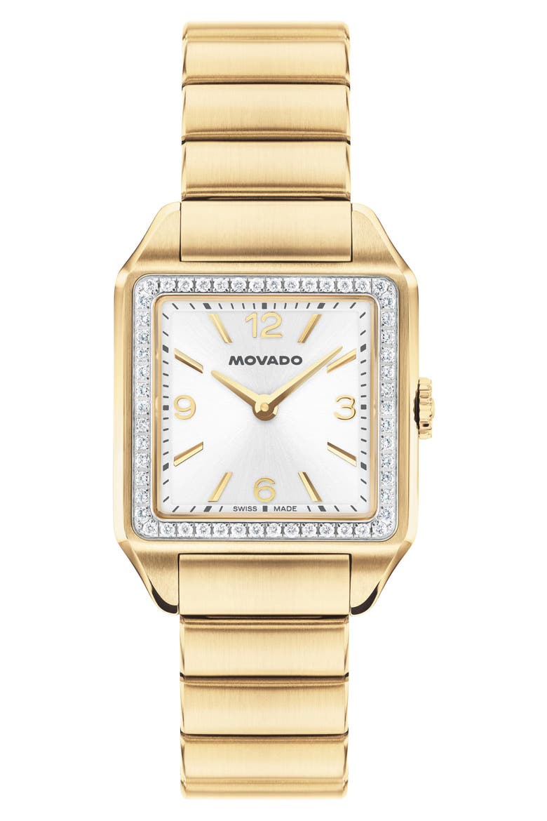 The Heritage 1917 Lab Grown Diamond Bezel Bracelet Watch, 25mm x 34mm, Main, color, SILVER
