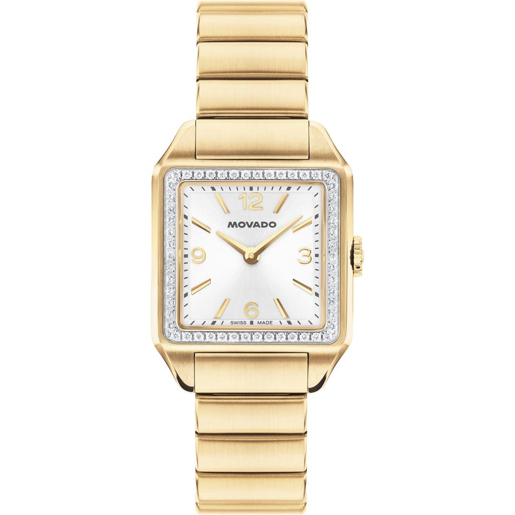 Movado Women's 1917 Lab Grown Diamond Swiss Quartz Gold Stainless Steel Watch, 25 X 34.1mm In Gold