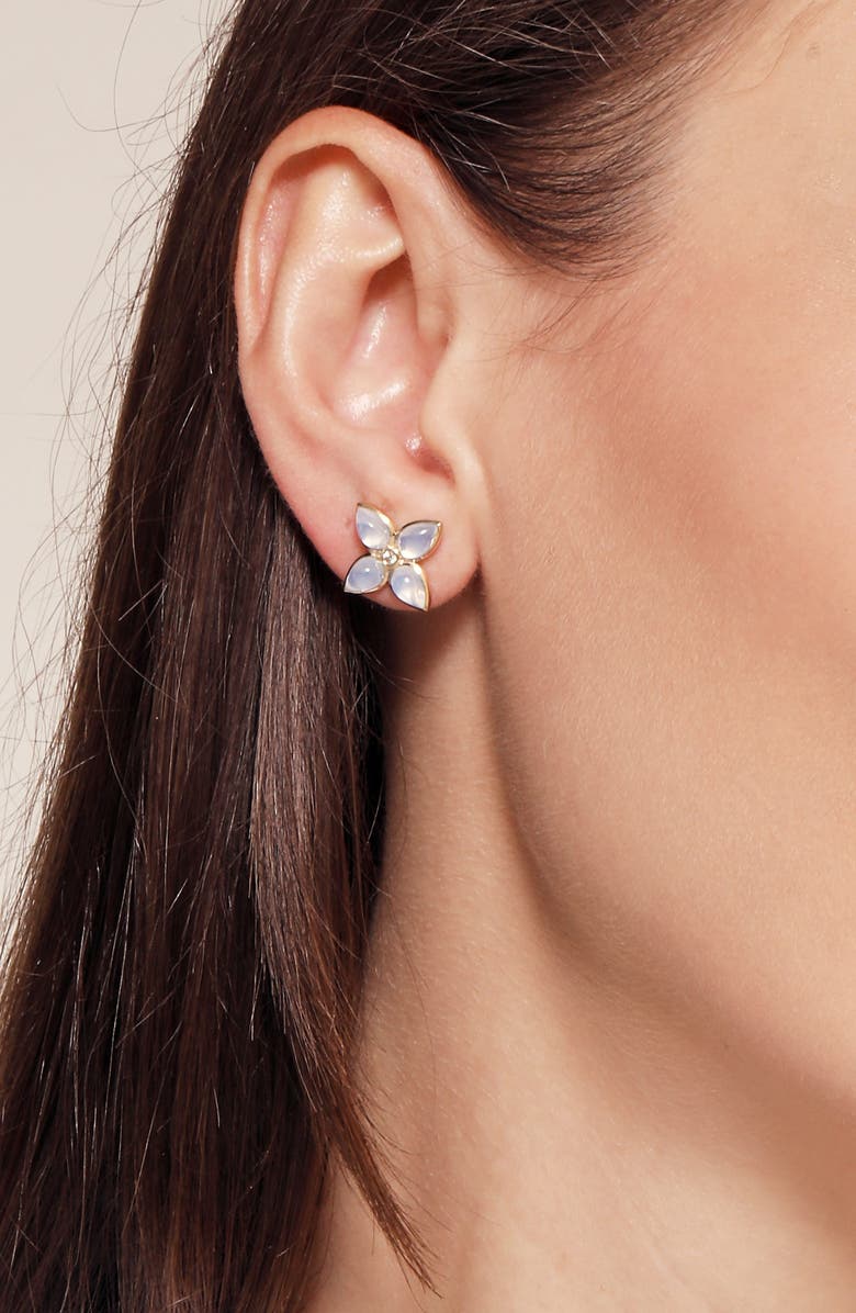 SYNA Bloom Mini Florae Studs, Alternate, color, Moon Quartz