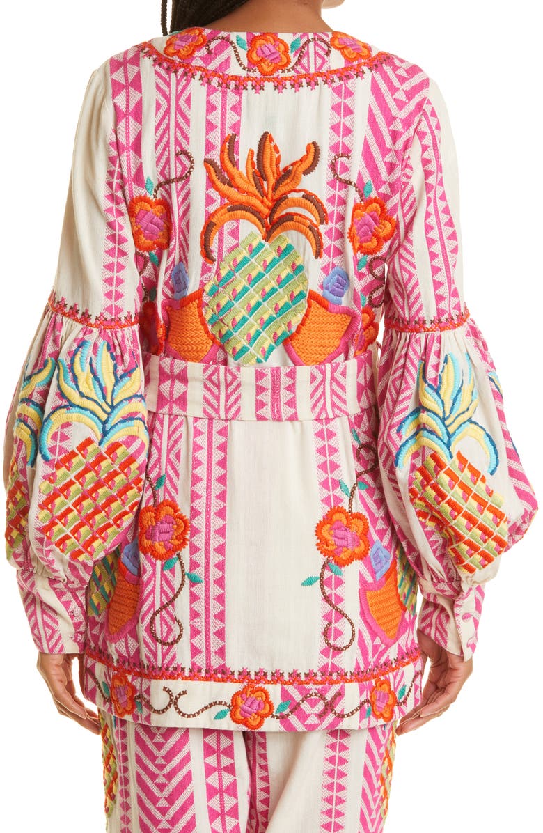 FARM Rio Belted Jacquard Embroidered Jacket, Alternate, color,