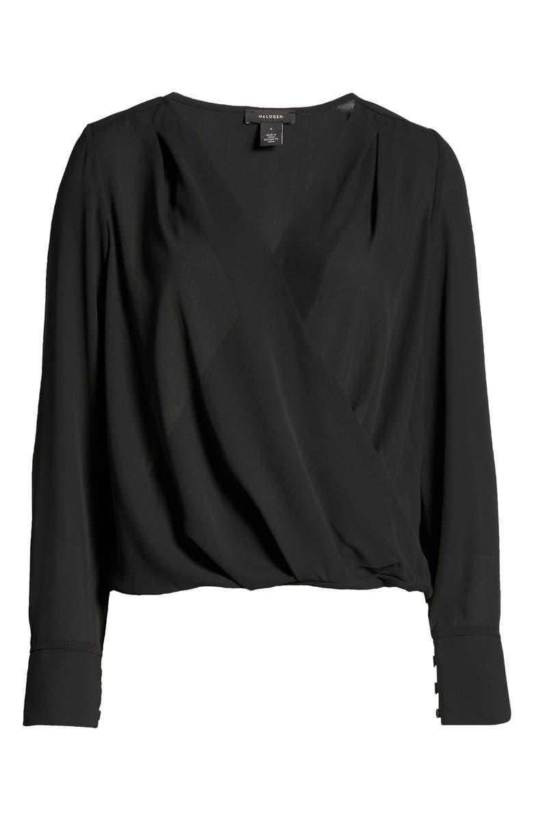 Halogen<sup>®</sup> Cross Front Blouse, Alternate, color, Black