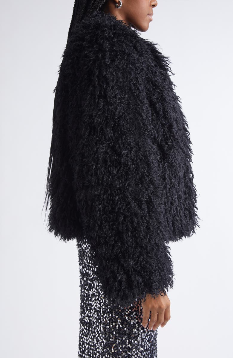 ST. JOHN Mongolian Faux Fur Jacket, Alternate, color, Black