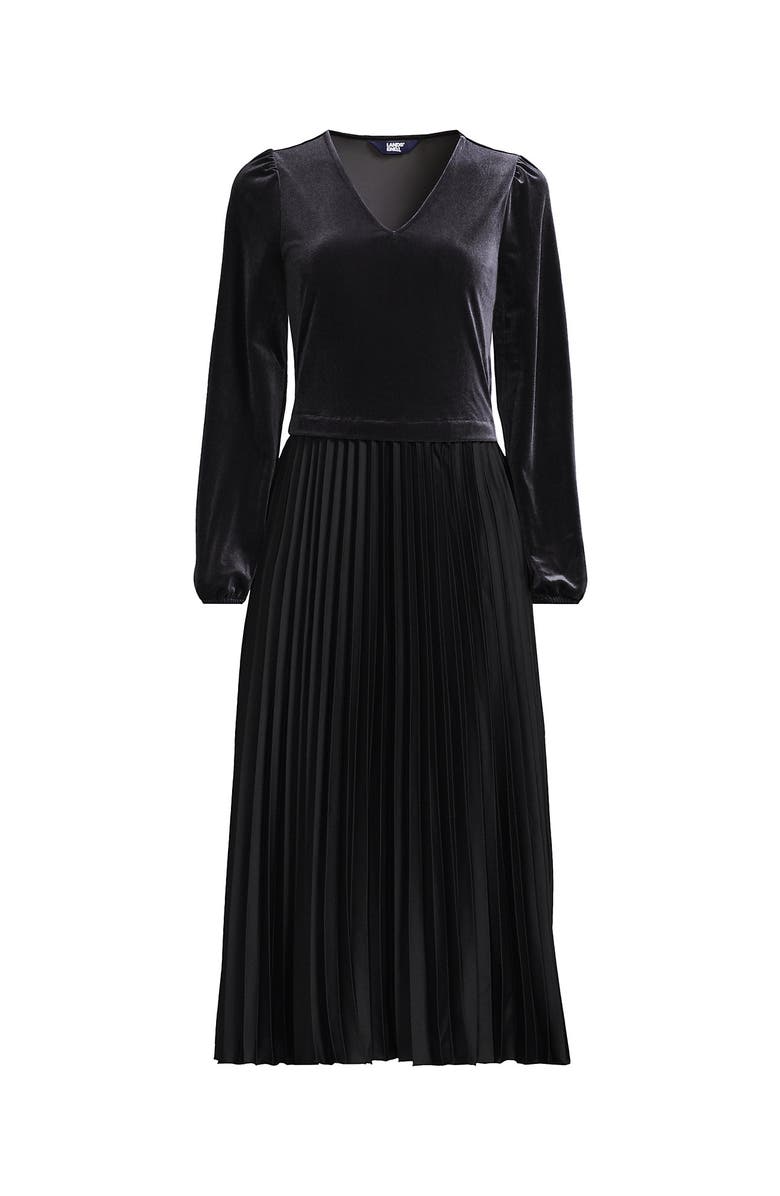 Lands' End Velvet and Satin Duet Midi Dress, Alternate, color,