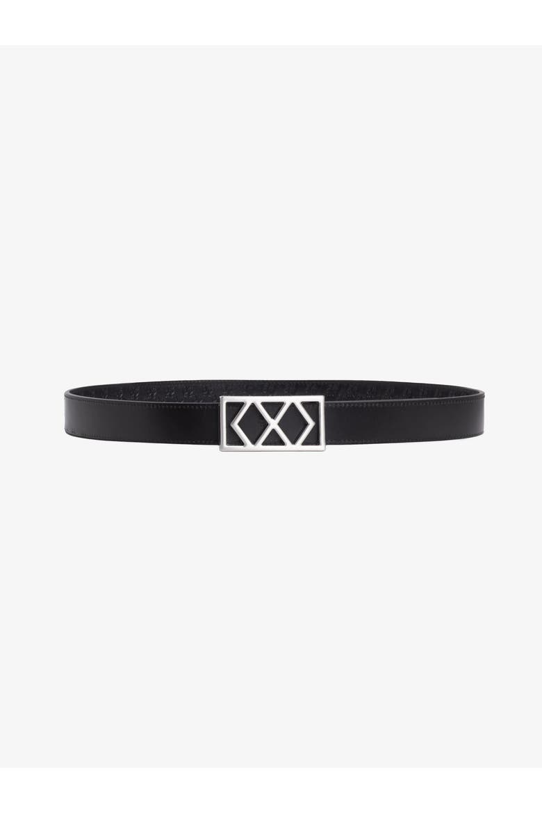 DOUBLE DIAMOND REVERSIBLE LEATHER BELT, Alternate, color, Black