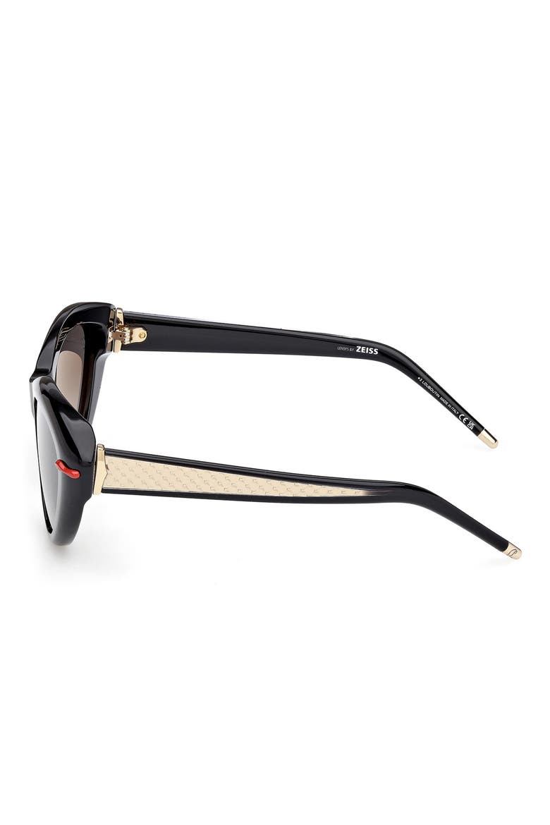 56mm Cat Eye Sunglasses, Alternate, color, BLACK GOLD / ZEISS SMOKE LENS