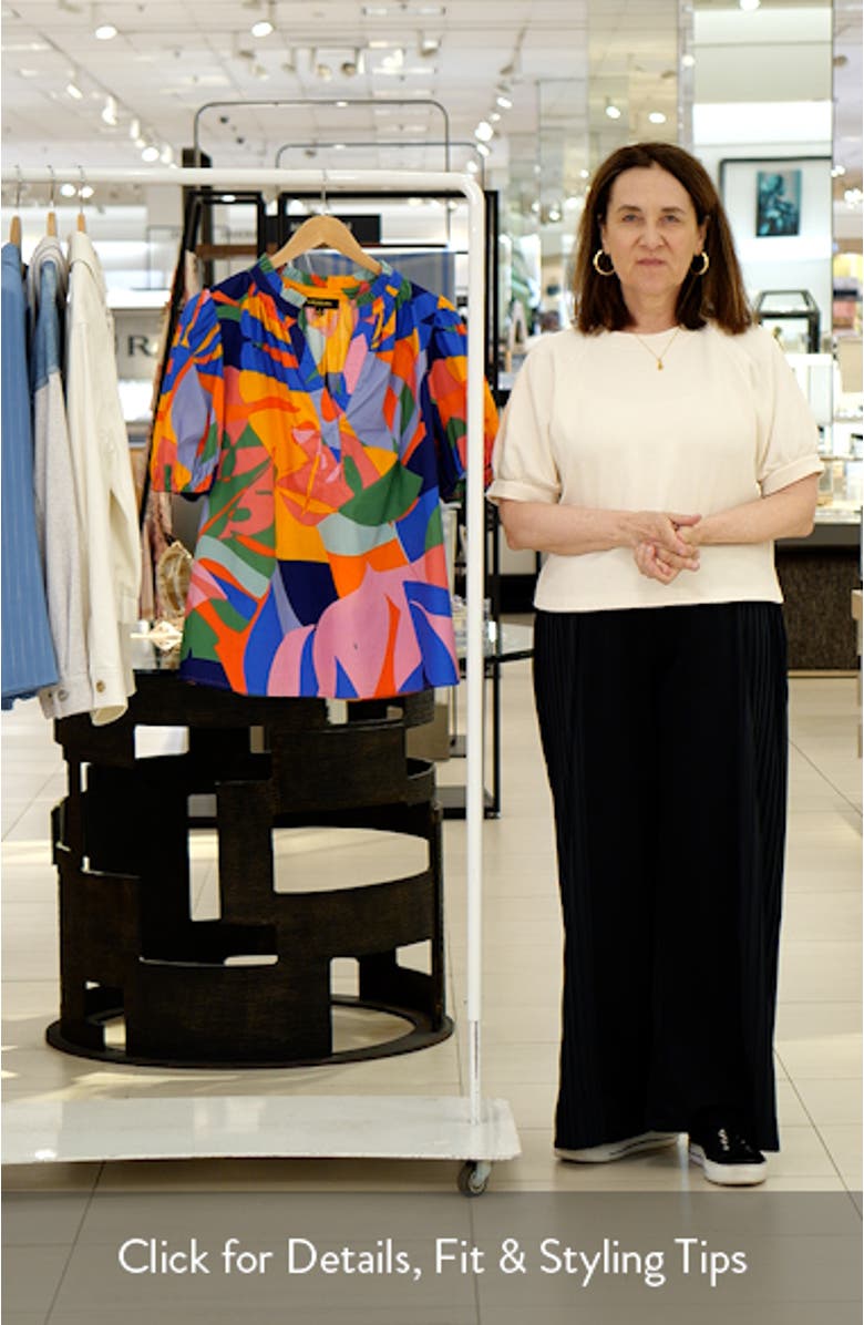 Josy Chroma Abstract Puff Sleeve Top, sales video thumbnail