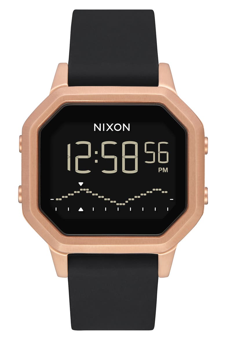 Siren Digital Watch, 36mm, Main, color, BLACK/ ROSE GOLD