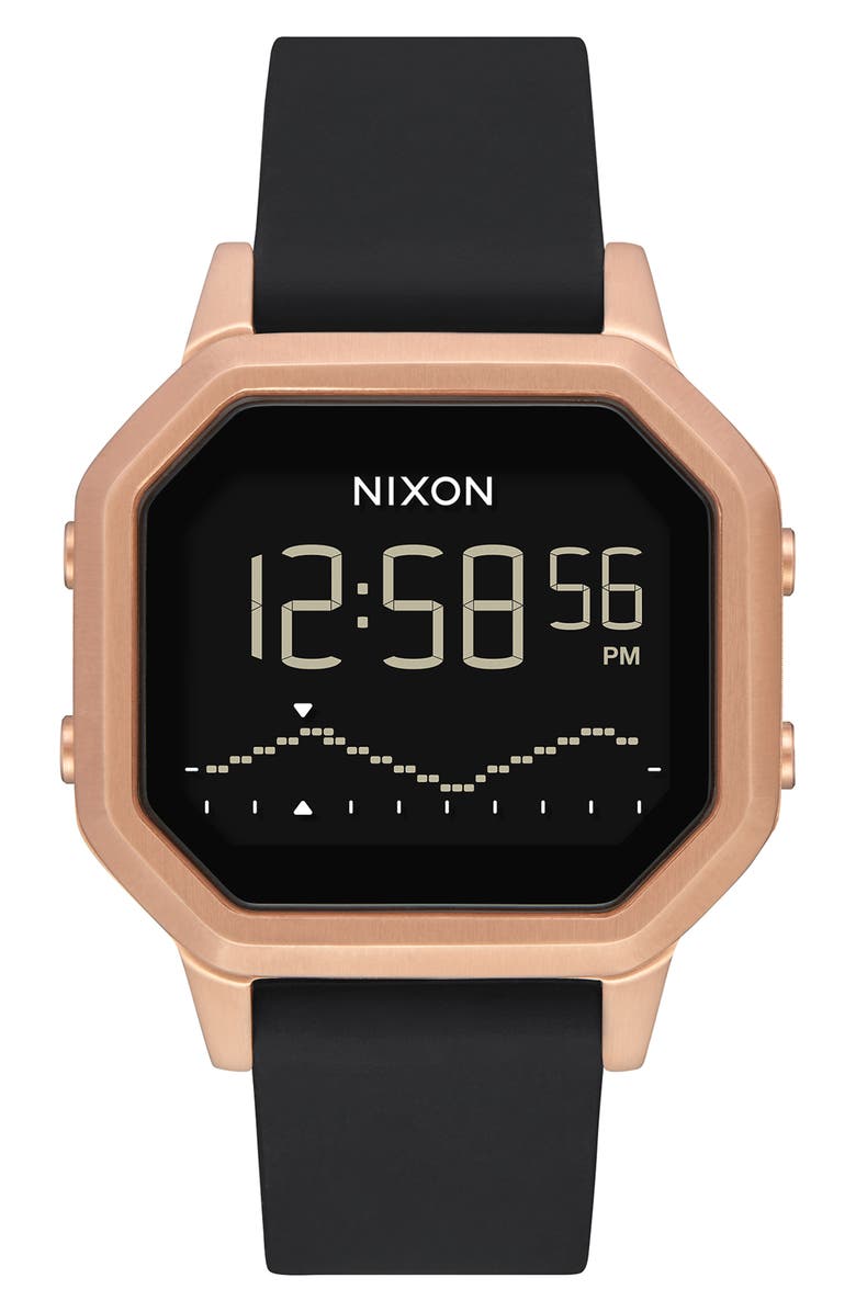 Nixon Siren Digital Watch, 36mm, Main, color, Black/ Rose Gold