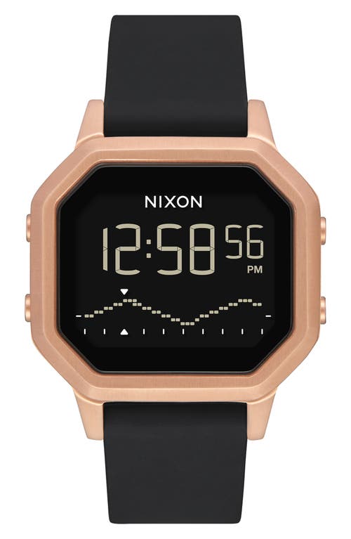 Nixon Siren Digital Watch, 36mm In Black/rose Gold