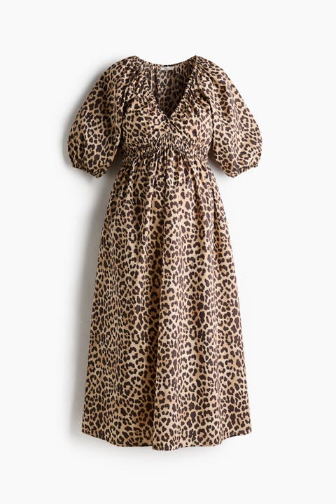 Mama Balloon-sleeved Midi Dress