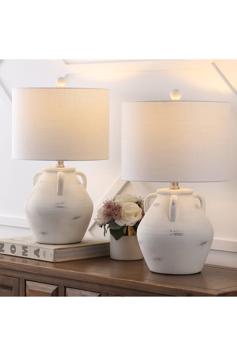 Altea 20.5" Rustic Coastal Pottery Jar LED Table Lamp, Alternate, color, White