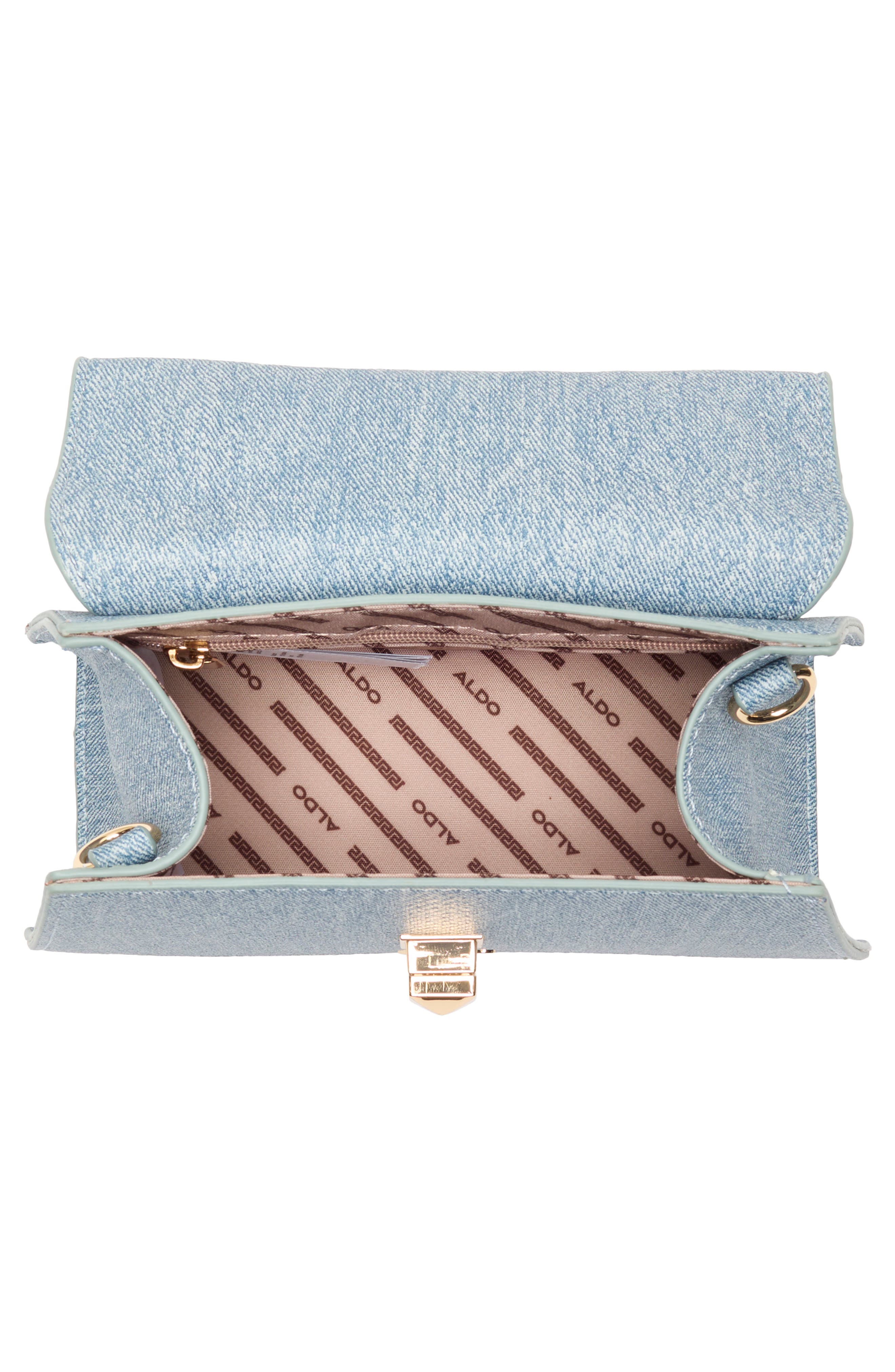 ALDO Lefteye Denim Top Handle Bag, Alternate, color, Light Denim