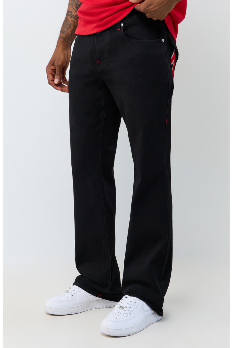 Billy Appliqué Button Flap Bootcut Jeans, Alternate, color, RINSE BLACK