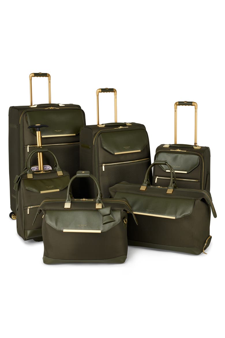Albany Softside Rolling Leather & Twill Weekend Bag, Alternate, color, OLIVE