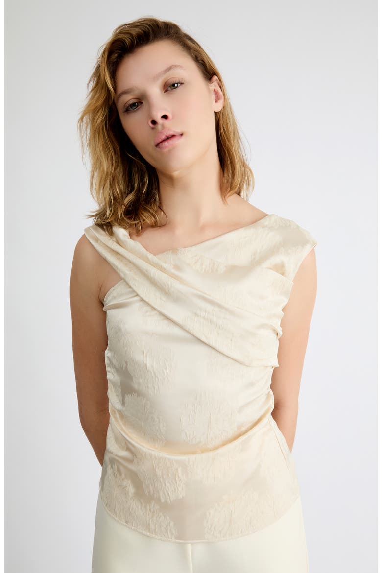 Isla Satin Asymmetric Neck Top, Alternate, color, BEIGE