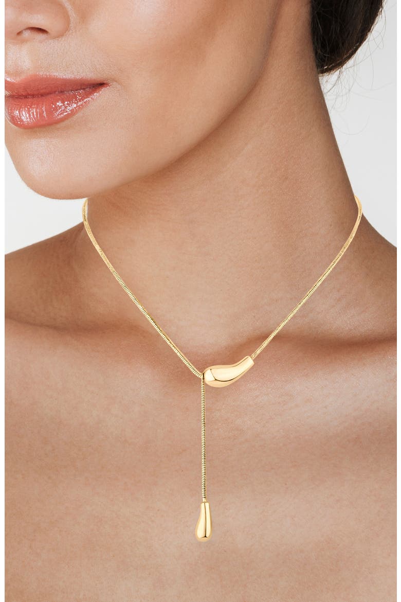 Teardrop Lariat Necklace, Main, color, GOLD