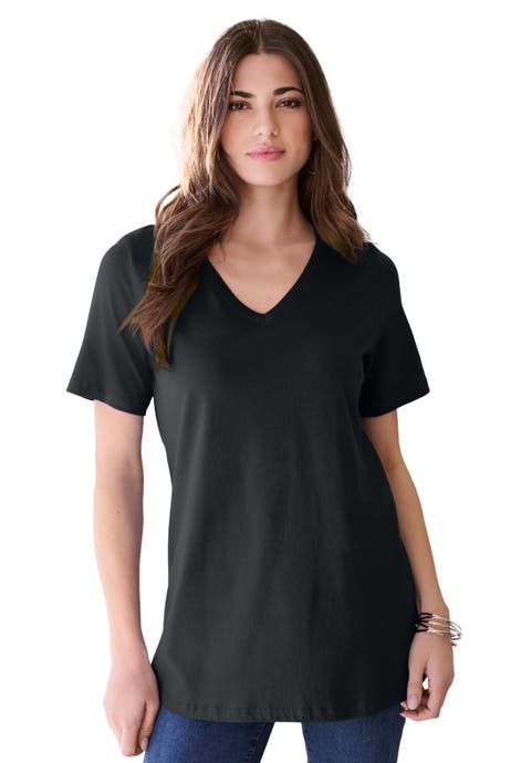 Plus Size Cotton Ultimate V-Neck Tee (Plus)