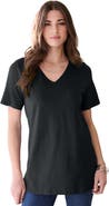 Roaman's Plus Size Cotton Ultimate V-Neck Tee