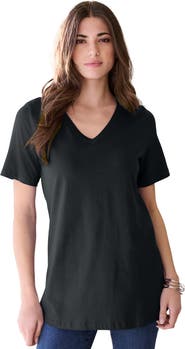 Roaman's Plus Size Cotton Ultimate V-Neck Tee