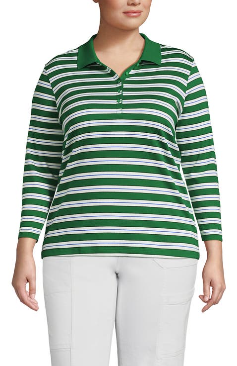 Plus Size Supima Cotton 3/4 Sleeve Polo Shirt