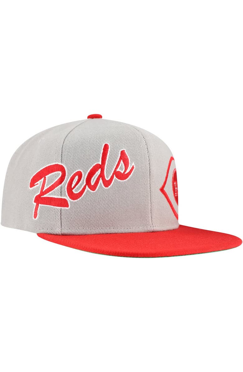 Mitchell & Ness Men's Mitchell & Ness Gray Cincinnati Reds Knock Out Panel Snapback Hat, Alternate, color, Gray