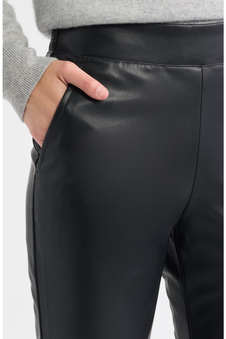 Faux Leather Crop Baby Bootcut Pants, Alternate, color, BLACK