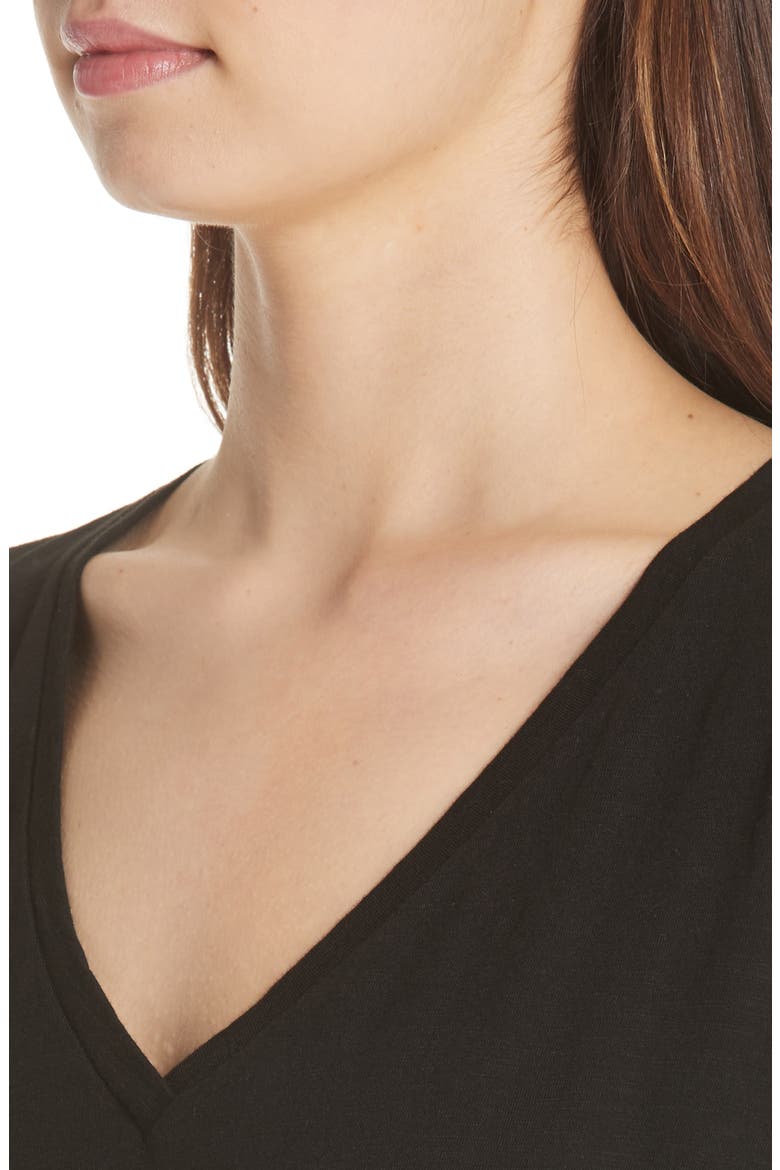 V-Neck Organic Cotton Tee, Alternate, color, BLACK