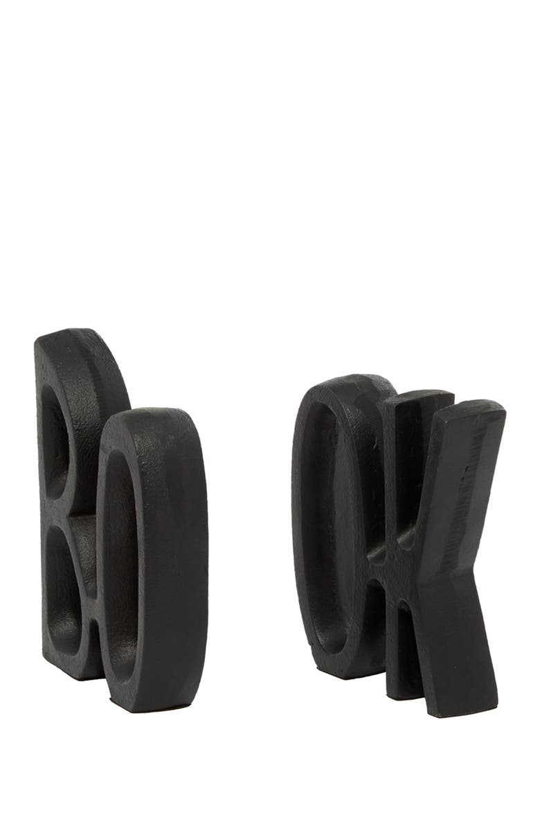 VIVIAN LUNE HOME Black Aluminum Book Bookend - Set of 2, Alternate, color, Black