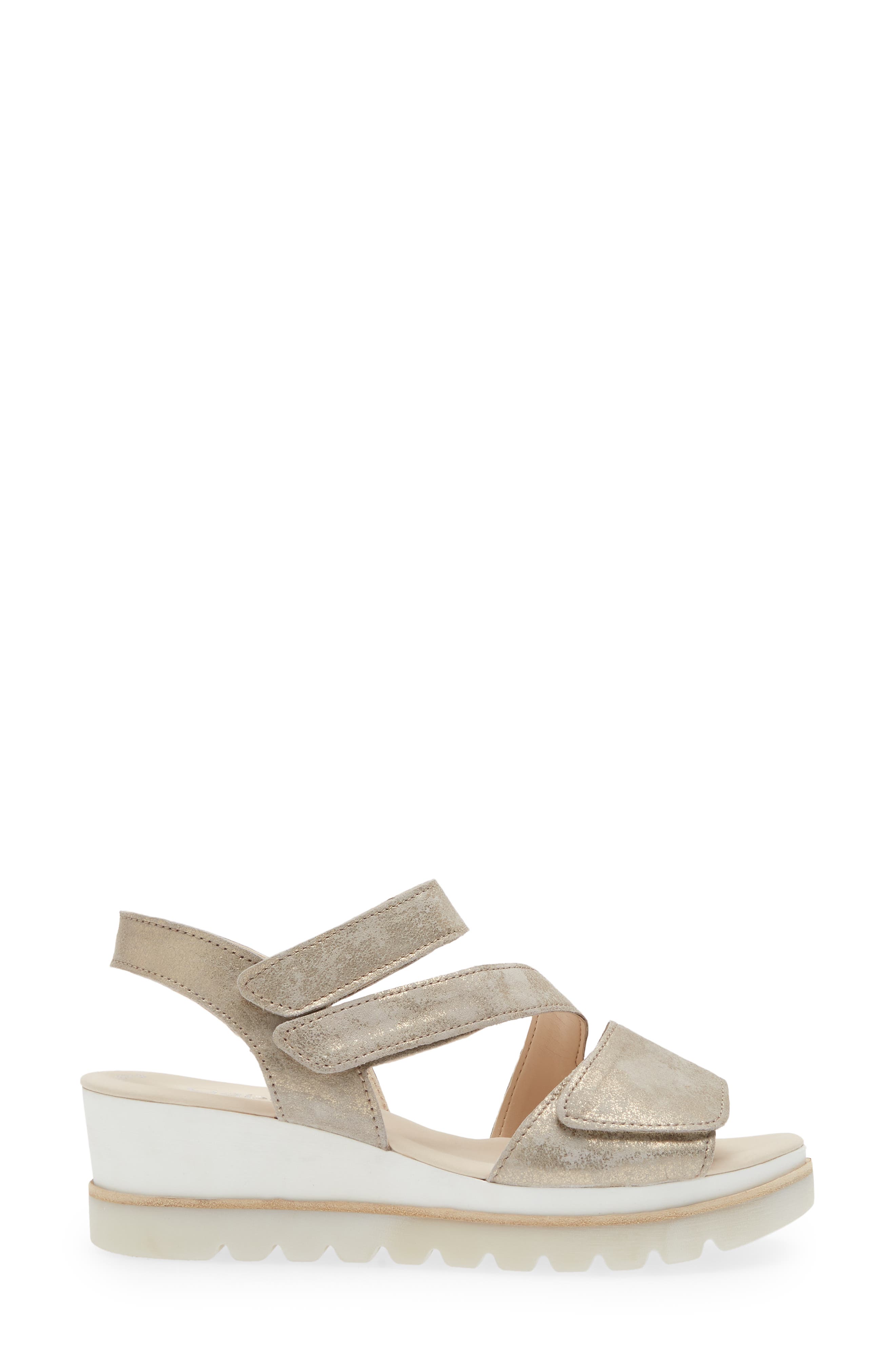 Gabor Asymmetric Strappy Wedge Sandal, Alternate, color, Beige