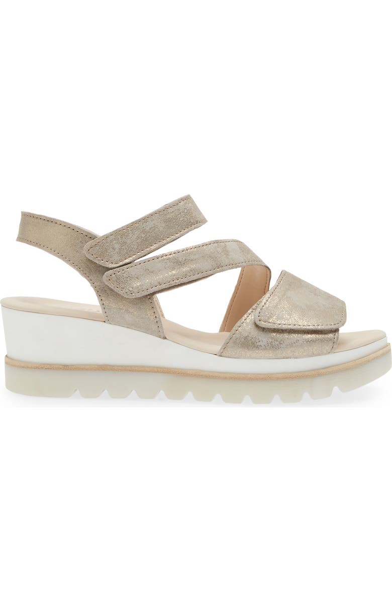 Gabor Asymmetric Strappy Wedge Sandal, Alternate, color, Beige