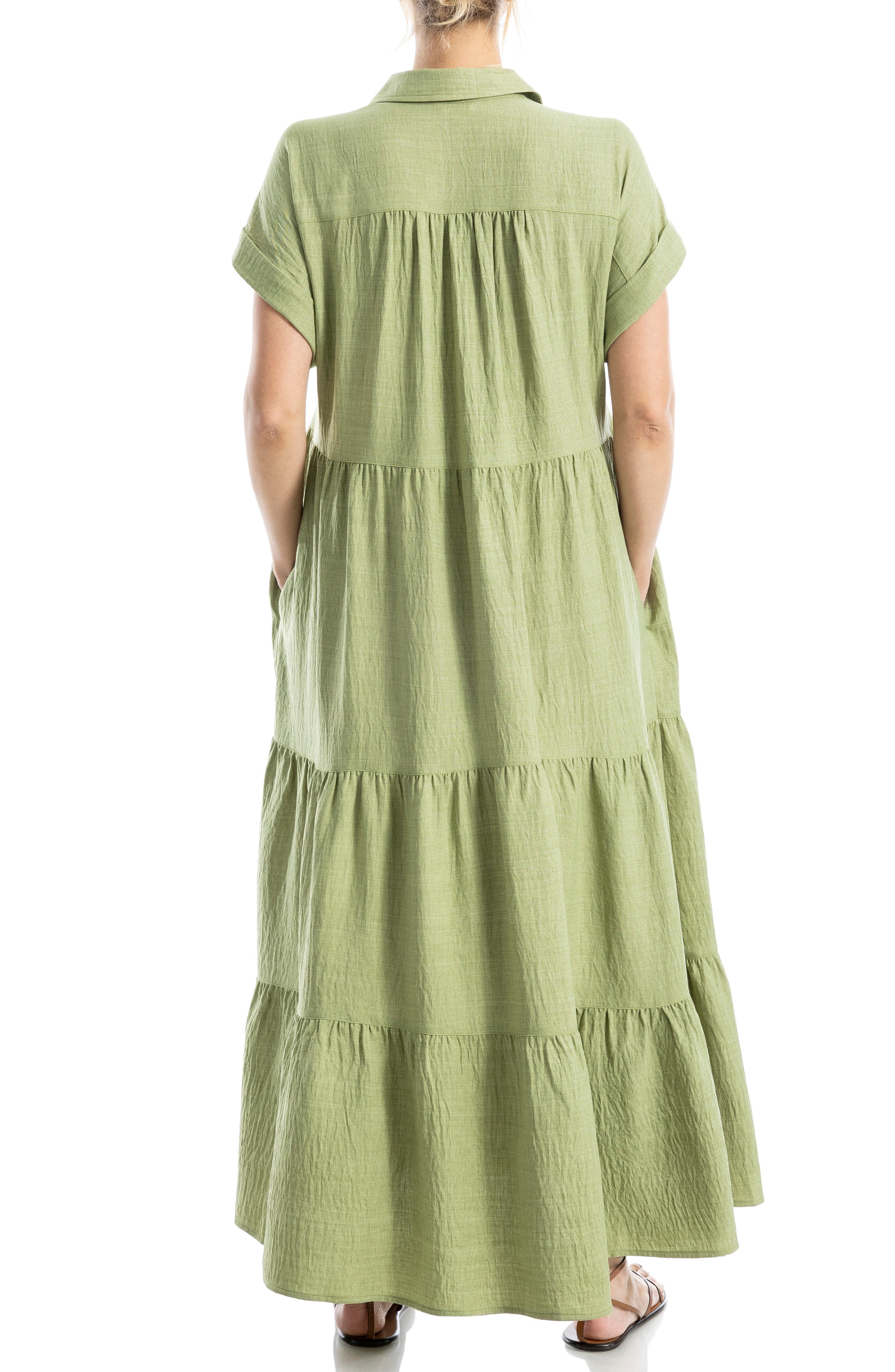 Short Sleeve Tiered Maxi Shirtdress - image 4