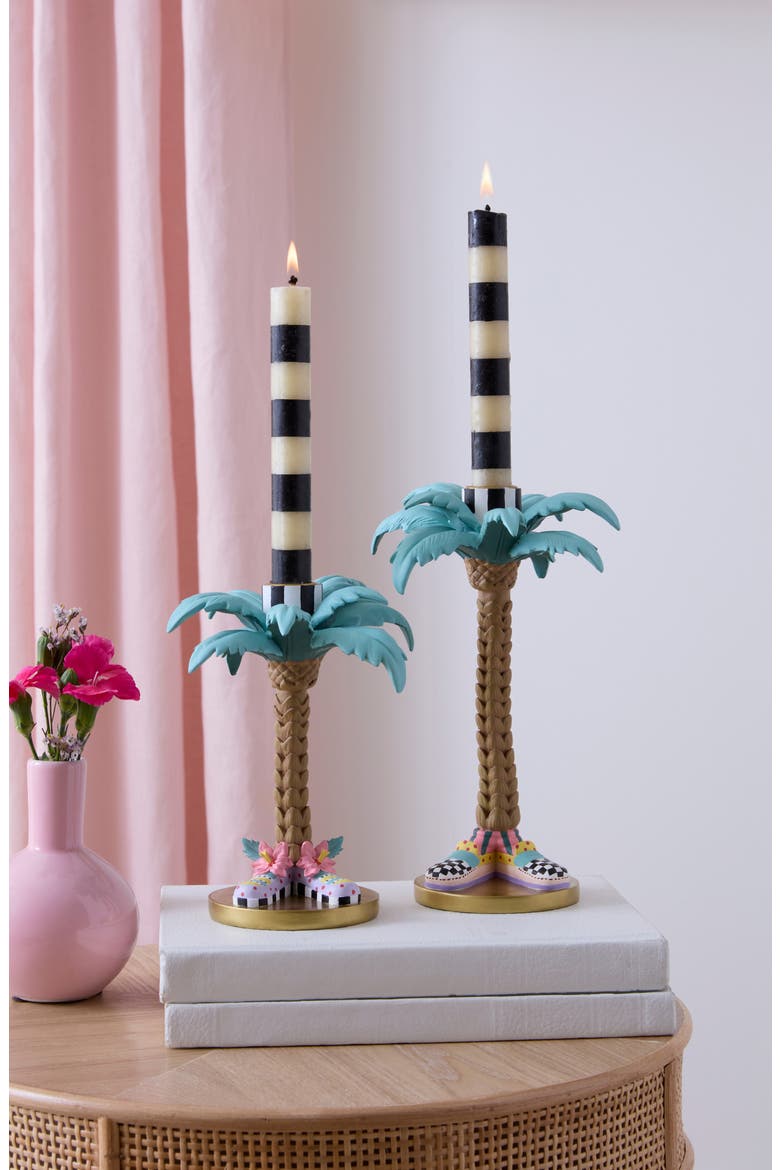 Set of 2 Patience Brewster Palm Tree Candleholders, Alternate, color, GOLD