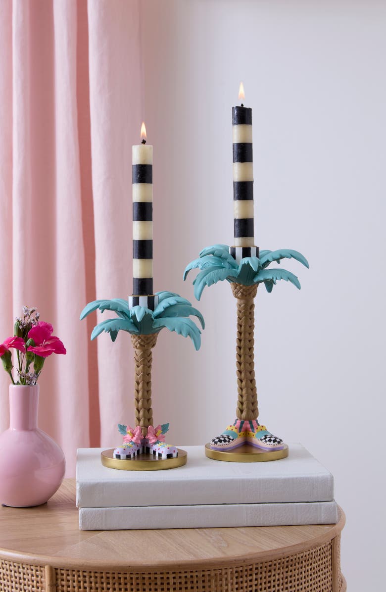 MACKENZIE CHILDS Set of 2 Patience Brewster Palm Tree Candleholders, Alternate, color, Gold
