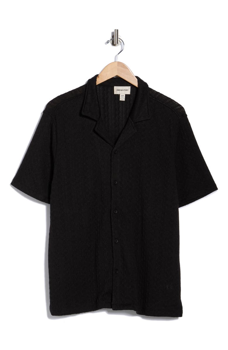 INDUSTRY REPUBLIC CLOTHING Textured Camp Shirt, Alternate, color, Black