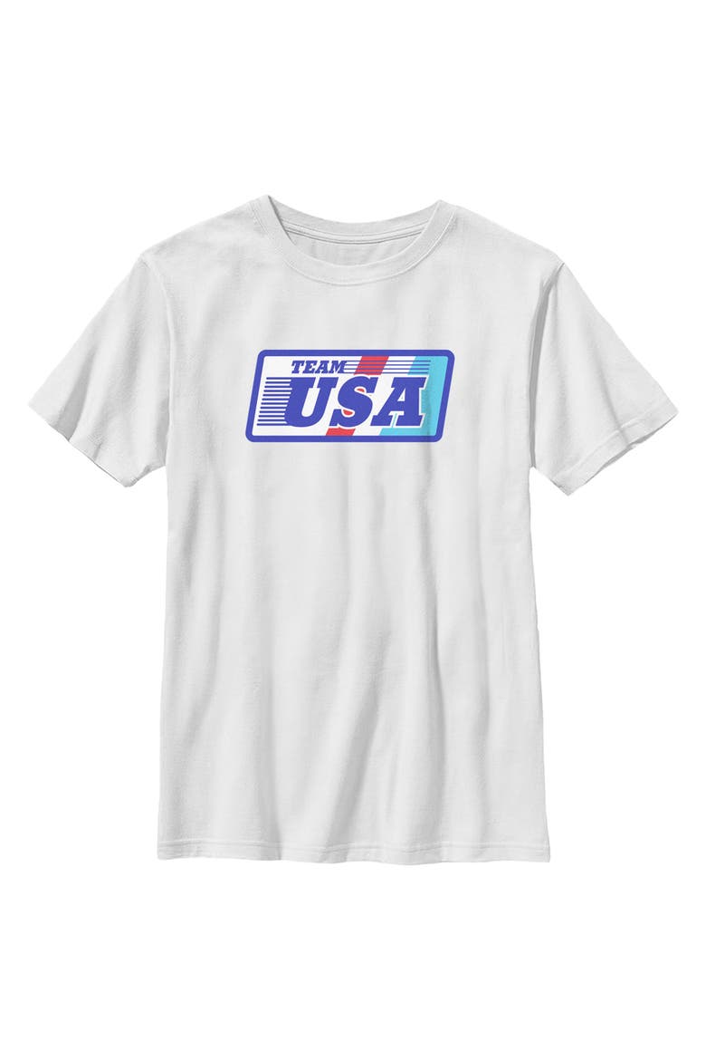 Boy's Lost Gods Retro Stripes USA Badge  Graphic T-Shirt, Main, color, White