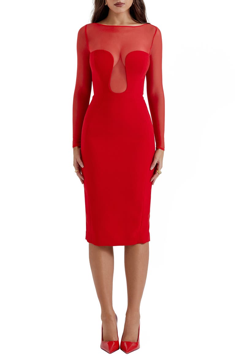 Darcy Long Sleeve Sheath Dress, Main, color, TRUE RED